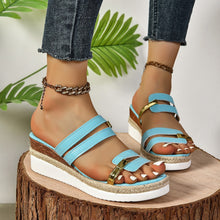 Colorblock-strap Wedges Sandals Thick Bottom Fish Mouth For Women