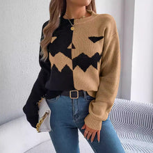 Halloween Contrast-color Pullover Sweater Fashion Long Sleeve Knitted Tops For Women