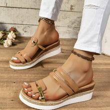 Colorblock-strap Wedges Sandals Thick Bottom Fish Mouth For Women