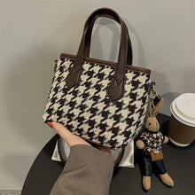 Houndstooth Portable Checkerboard Shoulder Bags For Women Totes