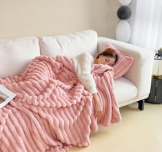 Soft Wind Bubble Velvet Blanket Solid Rabbit Fur Double-sided  Blankets