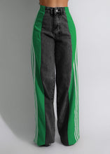 Casual High Waist Elastic Straight Leg Trousers Three Stripe Patchwork