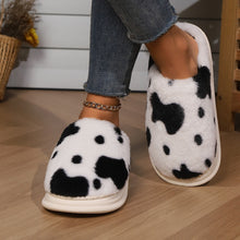 Cute Cow Spotted Plush Non-slip Slippers Winter Warm