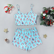 Christmas Women's Sleeveless Shorts Milk Silk Simple Casual Two-piece Suit