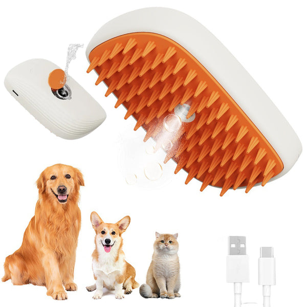 USB Rechargeable Pets Grooming Steam Brush Spray Massage Comb