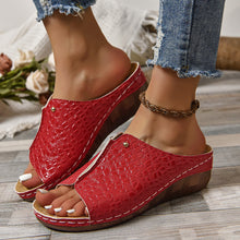 Crocodile-pattern  Summer Outdoor Thick-soled Wedges Sandals For Women's