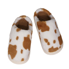 Cute Cow Spotted Plush Non-slip Slippers Winter Warm