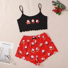 Christmas Women's Sleeveless Shorts Milk Silk Simple Casual Two-piece Suit