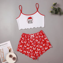 Christmas Women's Sleeveless Shorts Milk Silk Simple Casual Two-piece Suit