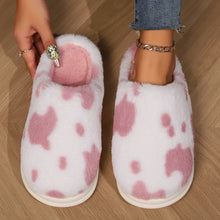 Cute Cow Spotted Plush Non-slip Slippers Winter Warm