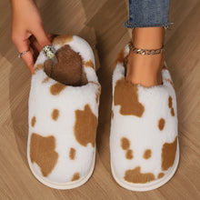 Cute Cow Spotted Plush Non-slip Slippers Winter Warm