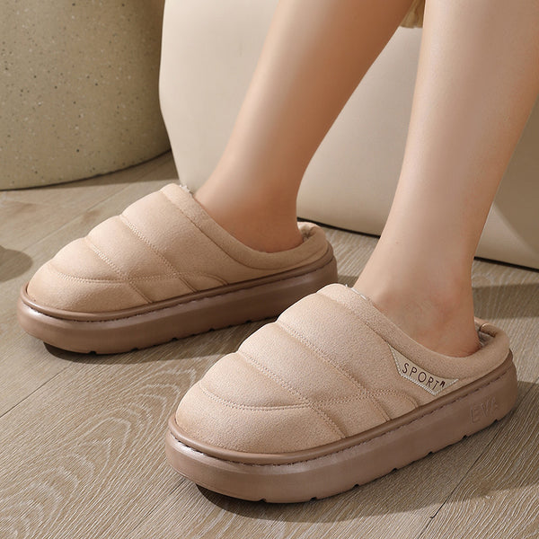 Solid Plush Slipper Winter Warm Indoor Floor Bedroom Home Slippers For Couple