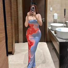 Slim Slit Tube Long Dress Summer Sexy Pint Party Beach Dresses For Women