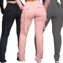 Cargo Pants With Pockets High Waist Drawstring Wide Leg Straight Trousers For Women