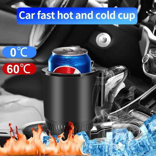 2 In1 Car Heating Cooling Cup Holder Digital Temperature  Mini Car Refrigerator