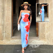 Slim Slit Tube Long Dress Summer Sexy Pint Party Beach Dresses For Women