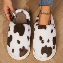 Cute Cow Spotted Plush Non-slip Slippers Winter Warm