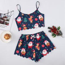 Christmas Women's Sleeveless Shorts Milk Silk Simple Casual Two-piece Suit