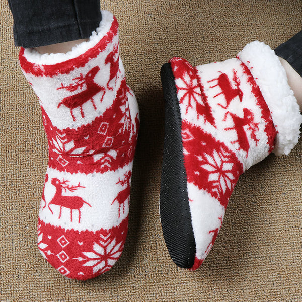 Christmas Elk Floor Shoes Indoor Socks Shoes Warm Plush House Slippers