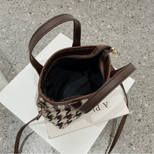 Houndstooth Portable Checkerboard Shoulder Bags For Women Totes