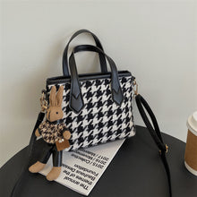 Houndstooth Portable Checkerboard Shoulder Bags For Women Totes