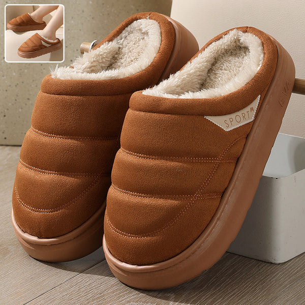 Solid Plush Slipper Winter Warm Indoor Floor Bedroom Home Slippers For Couple