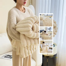 Soft Wind Bubble Velvet Blanket Solid Rabbit Fur Double-sided  Blankets