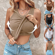 Round Neck Vest With Bra Summer Solid Color Bottom Sleeveless Top Women