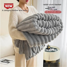 Soft Wind Bubble Velvet Blanket Solid Rabbit Fur Double-sided  Blankets