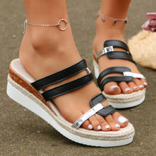 Colorblock-strap Wedges Sandals Thick Bottom Fish Mouth For Women