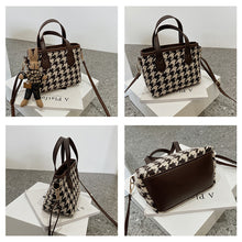 Houndstooth Portable Checkerboard Shoulder Bags For Women Totes