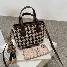 Houndstooth Portable Checkerboard Shoulder Bags For Women Totes