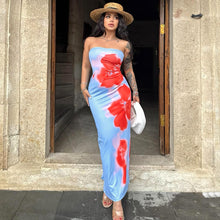 Slim Slit Tube Long Dress Summer Sexy Pint Party Beach Dresses For Women