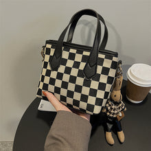 Houndstooth Portable Checkerboard Shoulder Bags For Women Totes