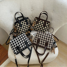 Houndstooth Portable Checkerboard Shoulder Bags For Women Totes