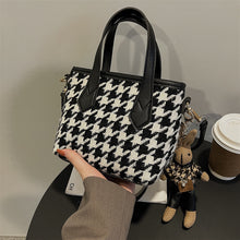 Houndstooth Portable Checkerboard Shoulder Bags For Women Totes