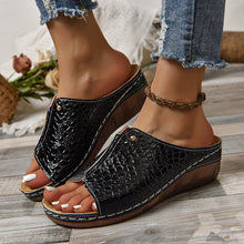 Crocodile-pattern  Summer Outdoor Thick-soled Wedges Sandals For Women's