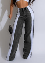 Casual High Waist Elastic Straight Leg Trousers Three Stripe Patchwork