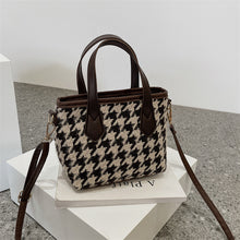 Houndstooth Portable Checkerboard Shoulder Bags For Women Totes