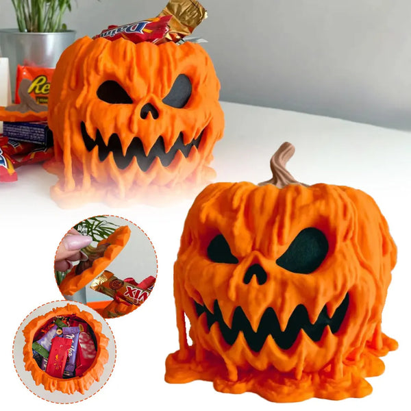 Melting Halloween Pumpkin Candy Bowl With Lid Reusable Candy Dish