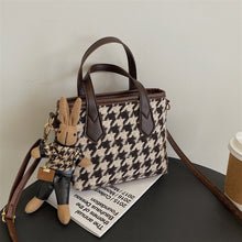 Houndstooth Portable Checkerboard Shoulder Bags For Women Totes