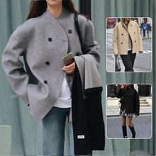 Three-row Button Short Plaids And Tweedst Coat Double-faced Woolen Goods For Autumn