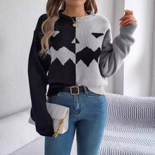 Halloween Contrast-color Pullover Sweater Fashion Long Sleeve Knitted Tops For Women