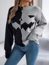 Halloween Contrast-color Pullover Sweater Fashion Long Sleeve Knitted Tops For Women