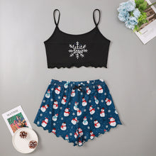 Christmas Women's Sleeveless Shorts Milk Silk Simple Casual Two-piece Suit