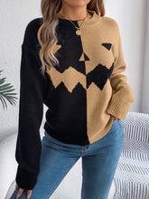 Halloween Contrast-color Pullover Sweater Fashion Long Sleeve Knitted Tops For Women