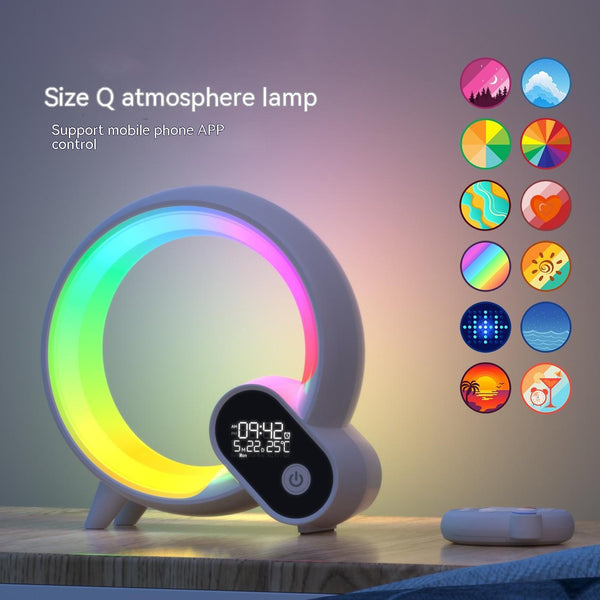 Q Light Analog Sunrise Digital Display Alarm Clock with Colorful Atmosphere Light